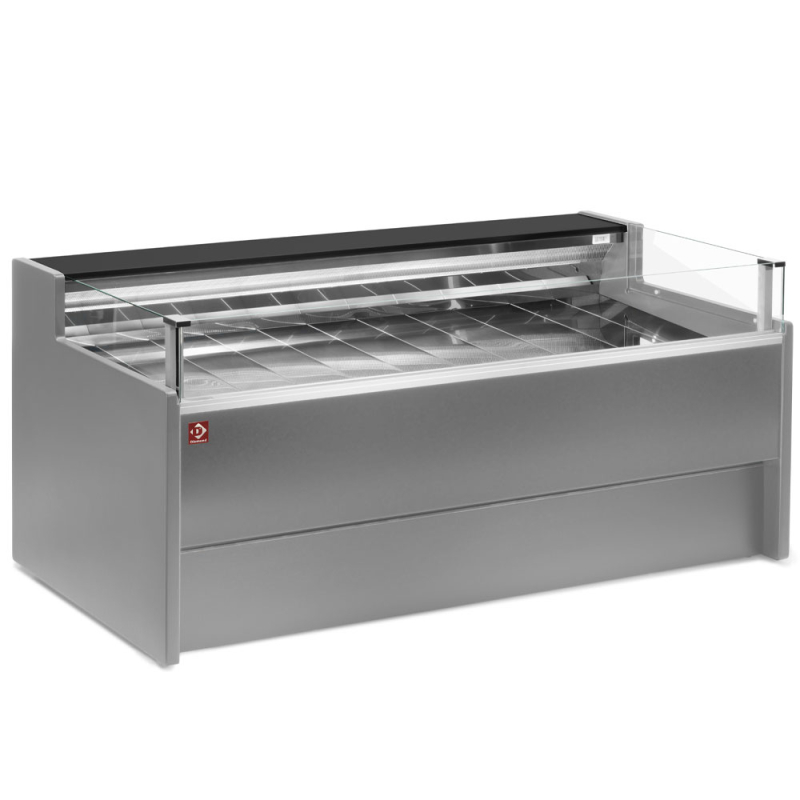 Gekoelde servicetoonbank met vitrine, zelfbediening, ventilatie, met reserve - GRIJS - Diamond - VZ15/G8-VR2/SS