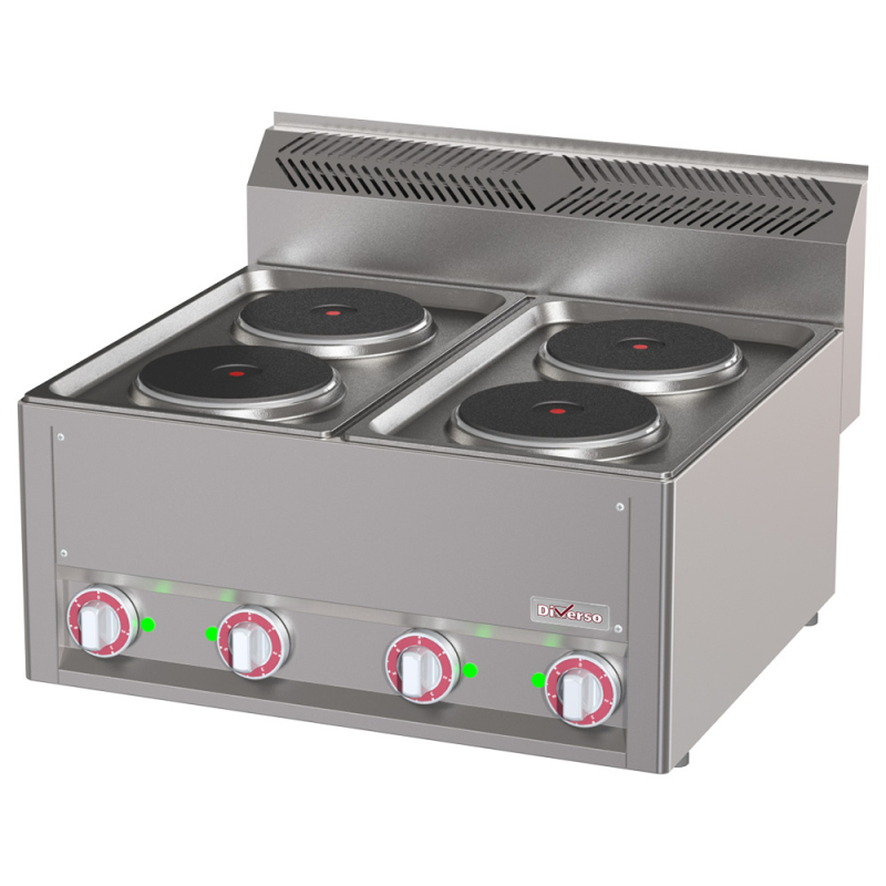 Elektrisch fornuis 4 kookplaten, -Top- - Diverso - WR-E4PT-18