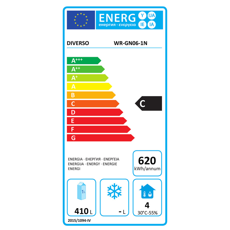 Gekoelde kast met ventilatie 600 L, 1 deur GN 2/1, op wielen, 2 met remmen - Diverso - WR-GN06-1N