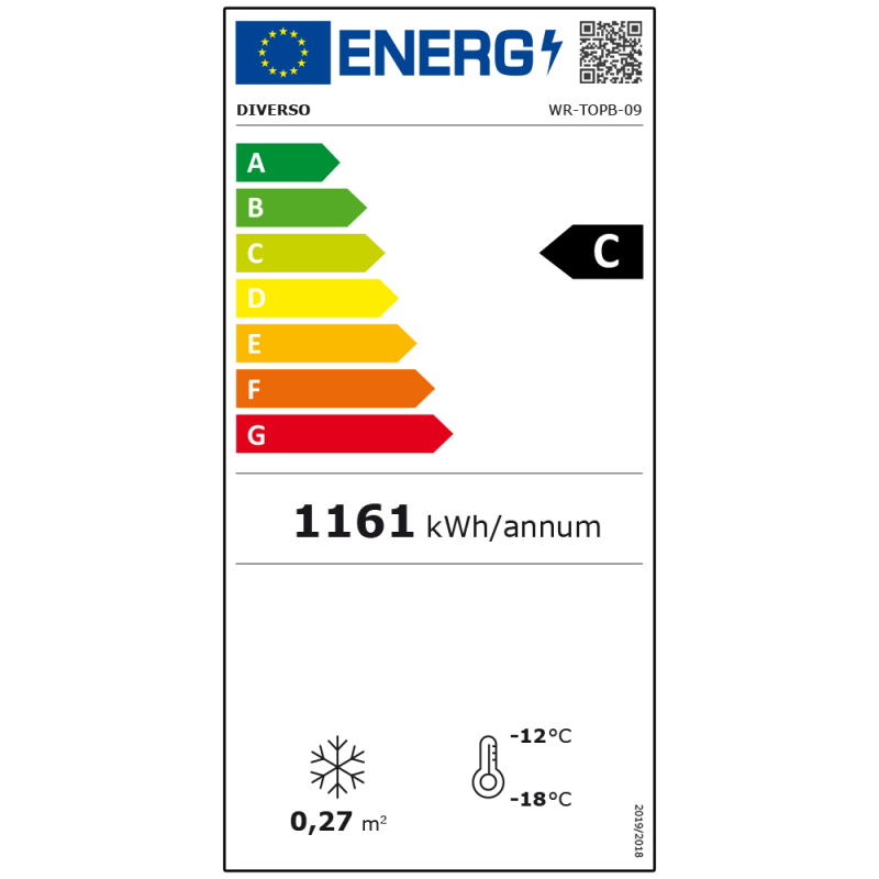 Tafelvitrine negatieve temperatuur, 90 liter - Diverso - WR-TOPB-09
