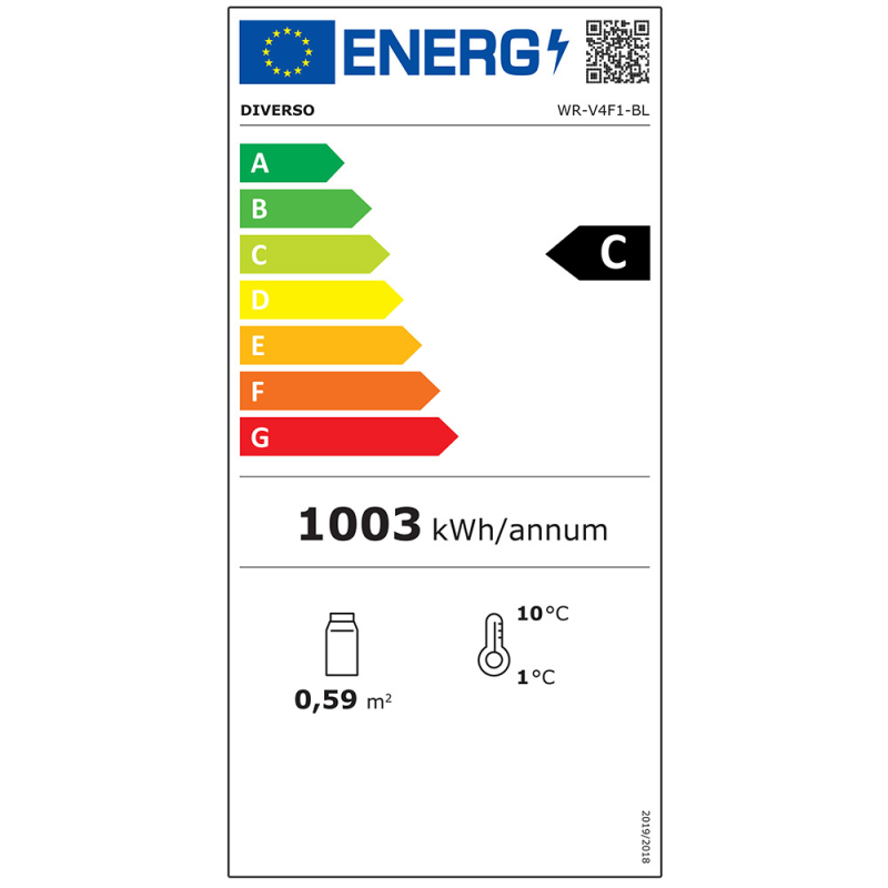 Geventileerde tafelvitrine, 4 glazen zijden, 4 niveaus, 80 liter - "Zwart" - Diverso - WR-V4F1-BL
