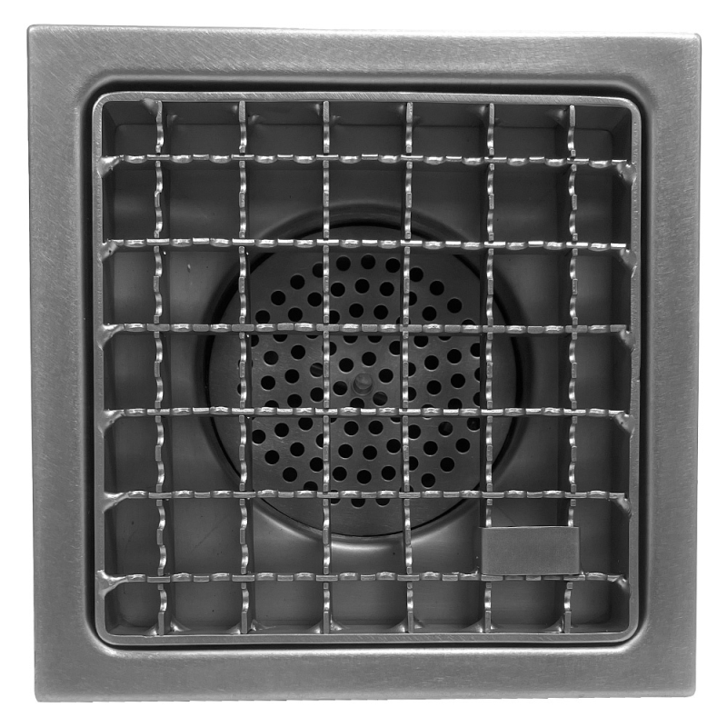 Caniveau de sol inox 300x300, sortie horizontale - Diamond - GS33-N