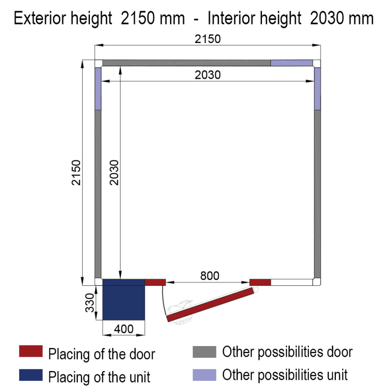 Koelcel ISO 60 met koelgroep, binnenafm. 2030 x 2030 x h2030mm (8,37m&sup3; ) - Diverso - WR-C2226-6R-R2