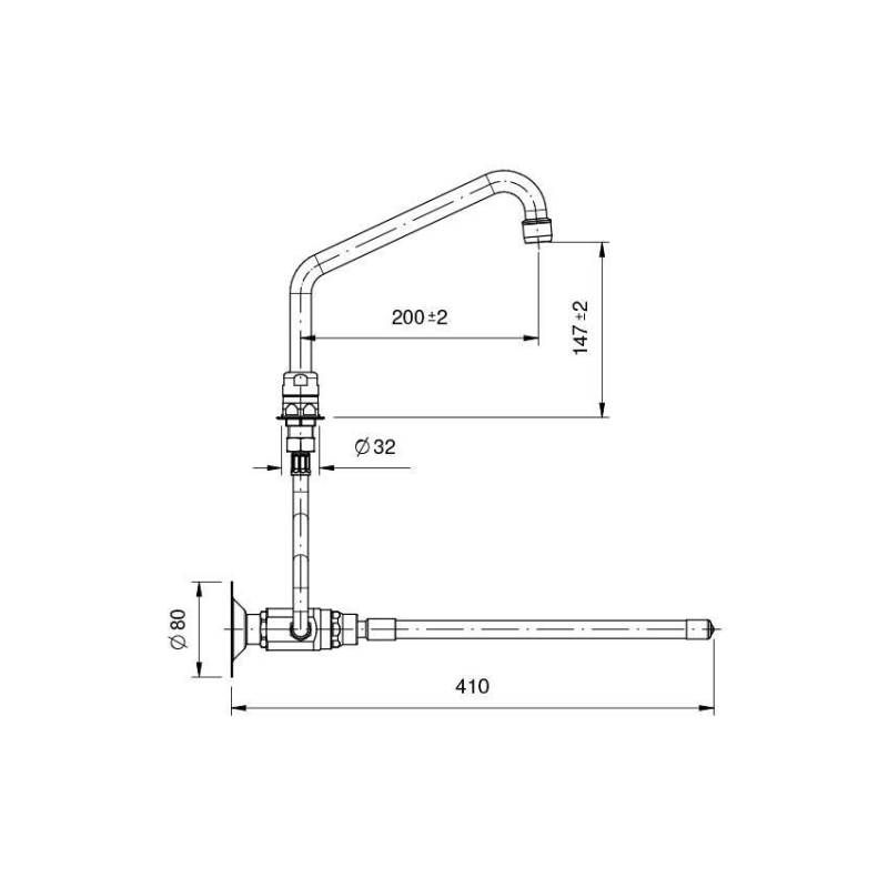 Barre PVC pour commande au genou - l - 400 mm - Linum - LKF-8001-000