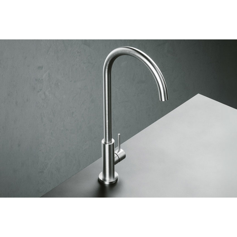 Inoxo 190 m&eacute;langeur monocommande en inox avec bec courb&eacute; 190 mm - Linum - KRO-4100-841