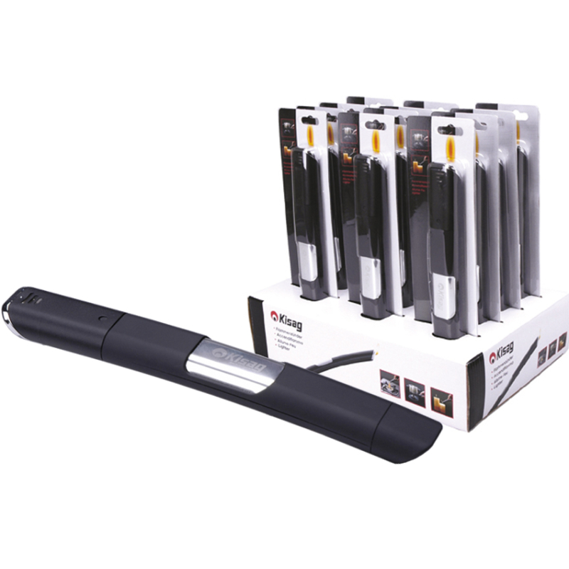 1 presentoir 12 allume-feu, noir - rechargeable - Linum - KSG-1809-020