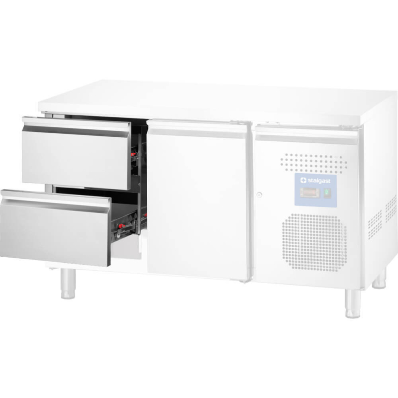 Module de 2 tiroirs pour tables r&eacute;frig&eacute;rantes GN 1/1 avec un meuble sur le c&ocirc;t&eacute; - Stalgast