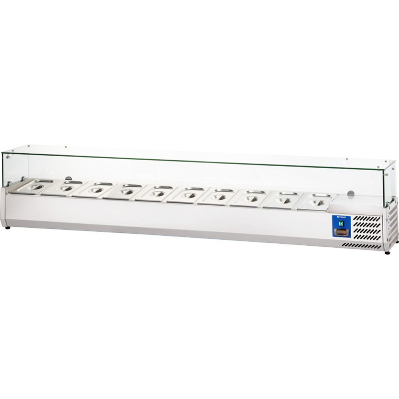 Vitrine r&eacute;frig&eacute;r&eacute;e sup&eacute;rieure avec vitre, L 2000 mm, 10 x GN 1/4 - Stalgast