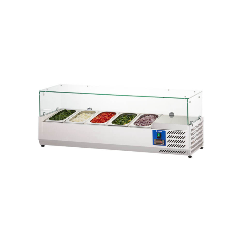 Vitrine r&eacute;frig&eacute;r&eacute;e sur plan avec vitre, 5 x GN 1/4 - Stalgast