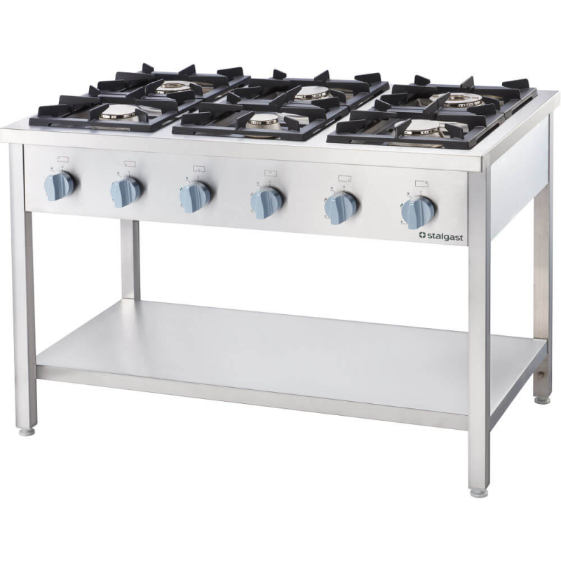 Cuisini&egrave;re &agrave; gaz sur pieds &agrave; monter &mdash; 6 br&ucirc;leurs &mdash; 32.5 kW &mdash; G20 Stalgast &mdash; 978611 &mdash; largeur 1200 mm