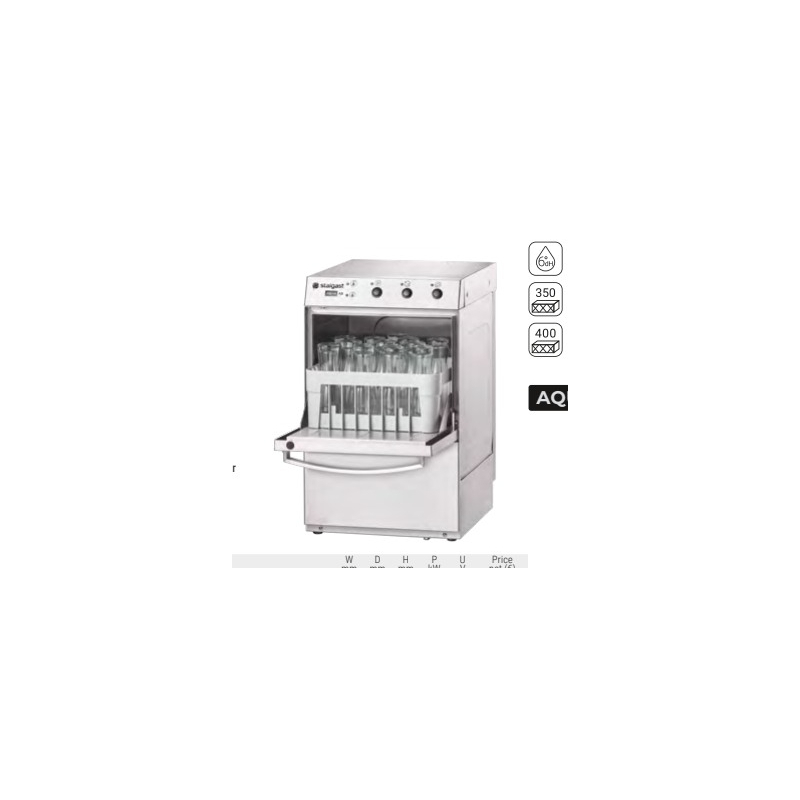 Lave-vaisselle et lave-verres AQUA A3 sans doseurs Stalgast &mdash; 801402 &mdash; 2,77 kW