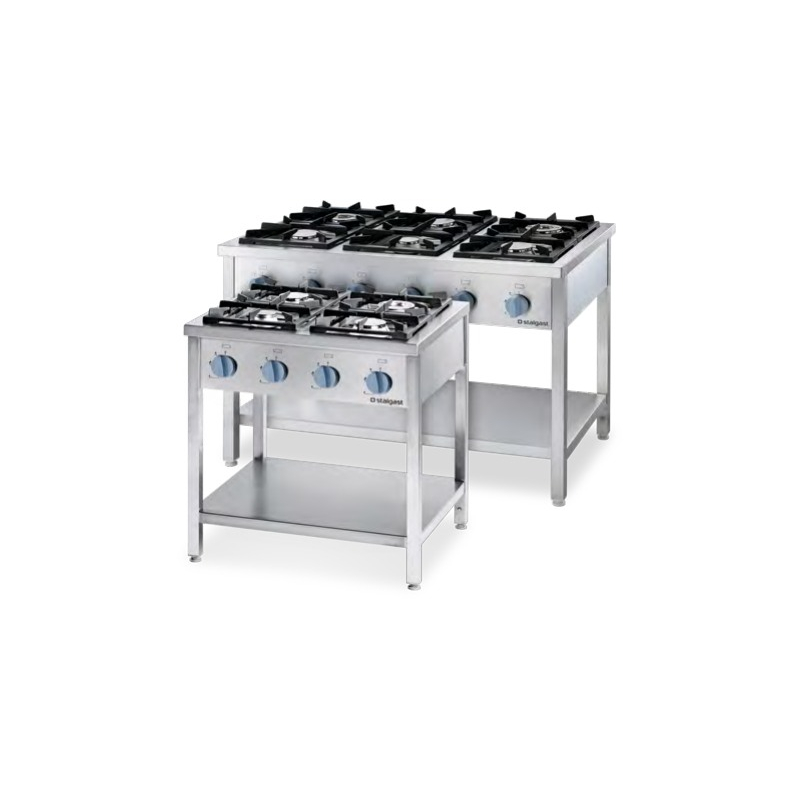 Cuisini&egrave;re &agrave; gaz sur pieds &agrave; monter &mdash; 6 br&ucirc;leurs &mdash; 32.5 kW &mdash; G20 Stalgast &mdash; 978611 &mdash; largeur 1200 mm