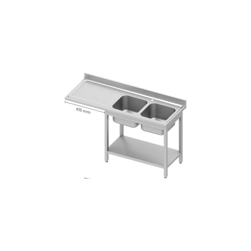 Plonge deux bacs avec emplacement pour r&eacute;frig&eacute;rateur ou lave-vaisselle Stalgast &mdash; 954917180 &mdash; Easy Line &mdash; 1800 &times; 700 &times; 900 mm