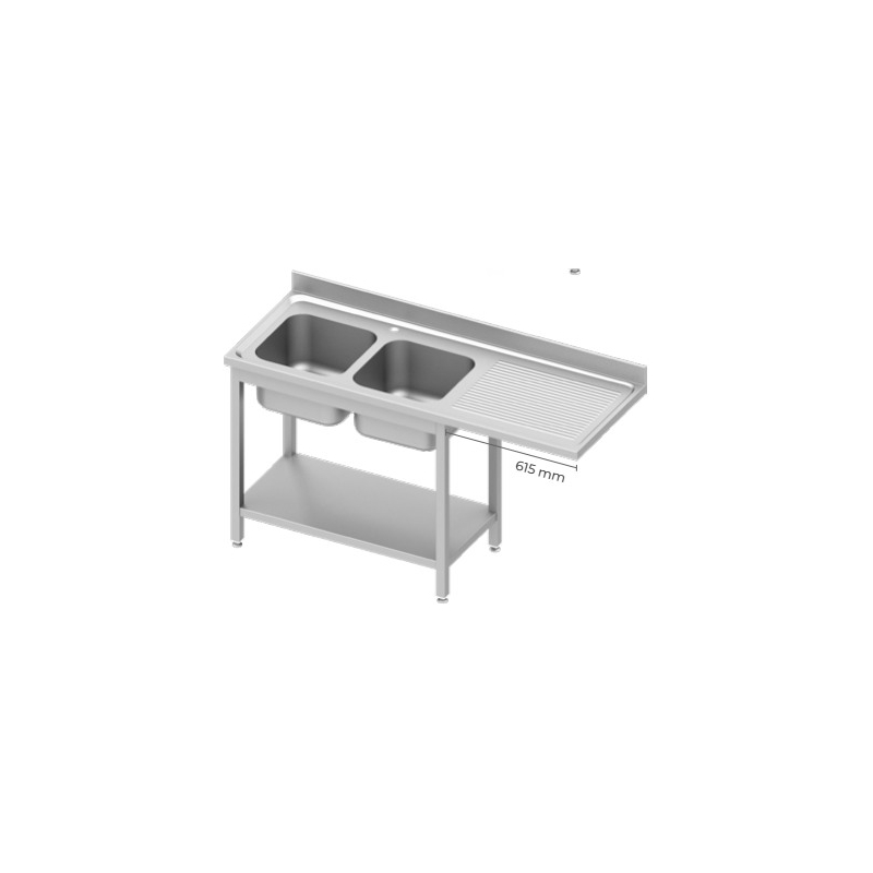 Plonge deux bacs avec emplacement pour r&eacute;frig&eacute;rateur ou lave-vaisselle Stalgast &mdash; 954927180 &mdash; Easy Line &mdash; 1800 &times; 700 &times; 900 mm