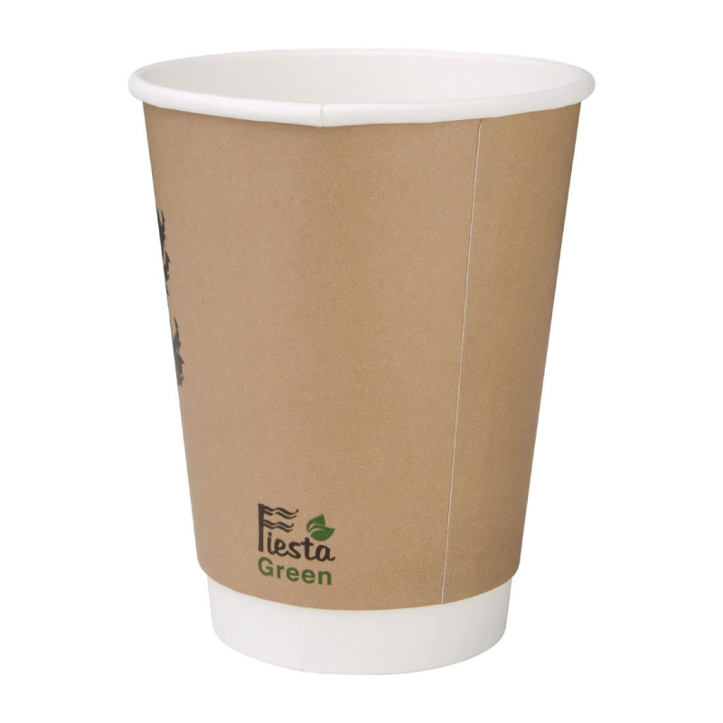 Gobelets boissons chaudes compostables en PLA double paroi Fiesta Green 227ml (x500)