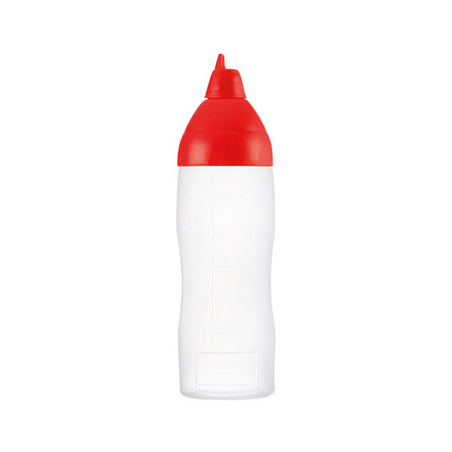 Rode niet-druppelende doseerfles 350 ml