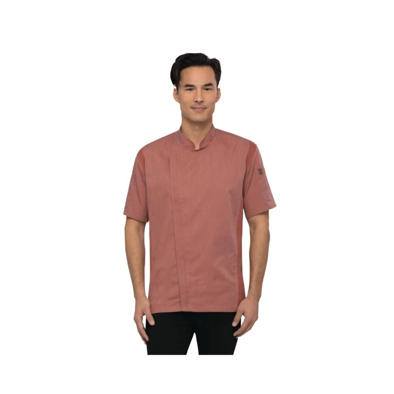 Veste de Chef Homme à Manches Courtes avec Poche - YONGHS-FR - Rouge Veste de Chef Homme à Manches Courtes avec Poche - YONGHS-FR - Rouge