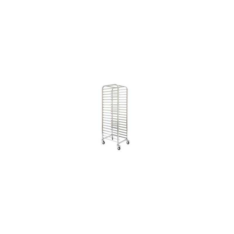 Roestvrij stalen trolley 600X400Mm - 20 etages - Type H Aisi 441 - Zinken vorkwielen