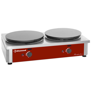 Hoog rendement dubbele cr&ecirc;pe maker, gas, &Oslash; 400 mm "ge&euml;mailleerd" - Diamant BRET/2G-R
