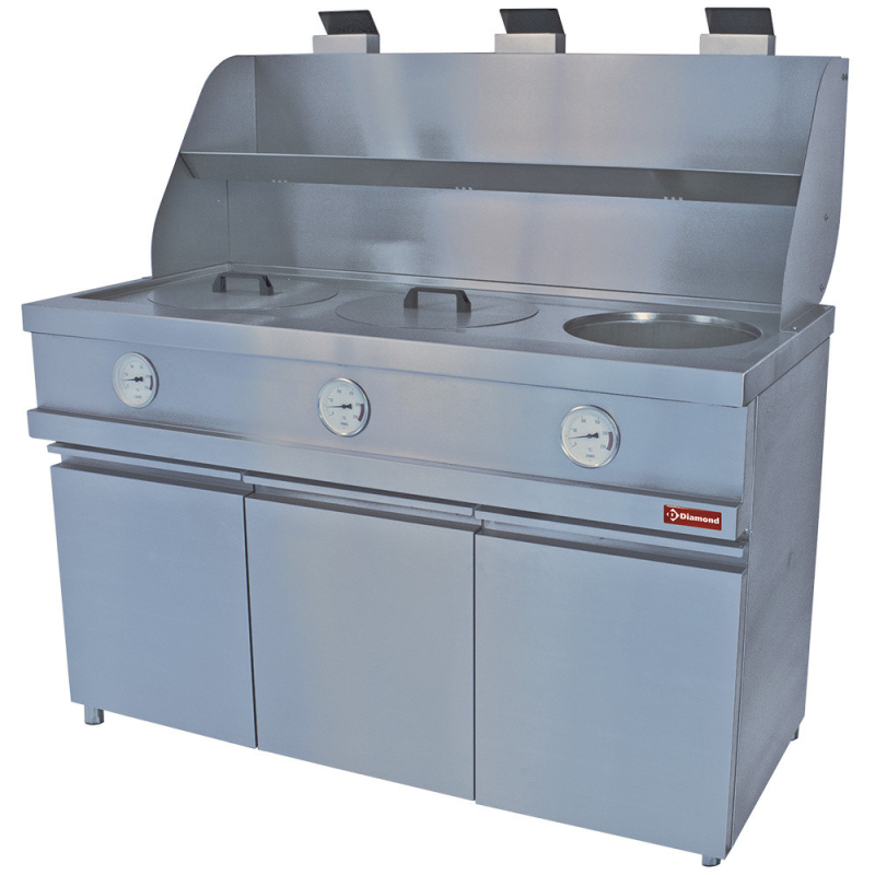 Gasfriteuse HEAVY DUTY, 3 ronde kuipen, mechanisch - Diamond - MIKA/3-MC
