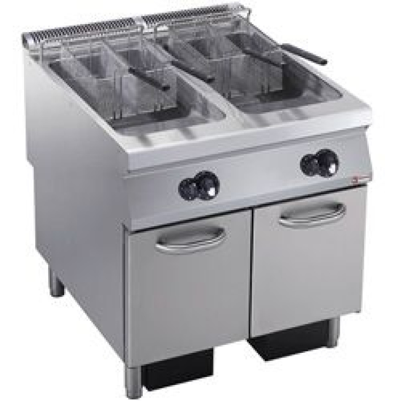 Gasfriteuse 2 schalen "Y" 23 liter, externe branders, op kast - Diamond G22/F46A8-S