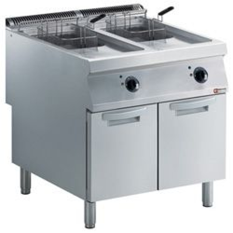 Elektrische friteuse 2 schalen "Y" 15 liter, externe branders, op kast - Diamond E22/F30A8-N