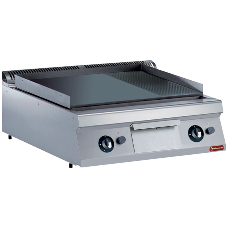 Plaque de cuisson gaz, 2/3 lisse et 1/3 rainur&eacute;e -TOP- - Diamond - G22/PM8T-NE