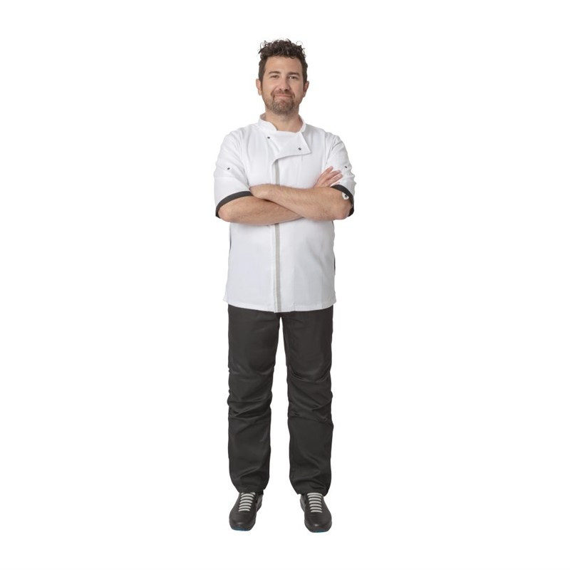 Veste de Cuisine Blanche &agrave; Manches Courtes - Taille XS 81cm-86cm - R&eacute;f. B998-XS - Southside