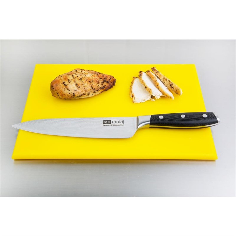 Planche &agrave; D&eacute;couper Haute Densit&eacute; Hygiplas Jaune - Petite Dimension (12mmx300mmx225mm) - R&eacute;f. HC868 - Hygiplas