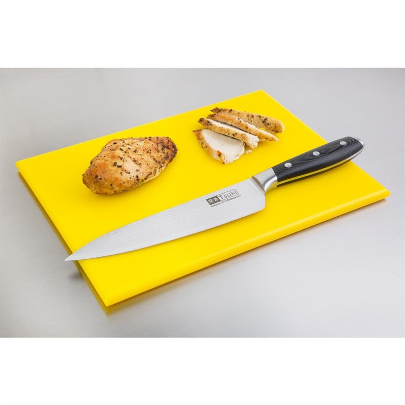 Planche &agrave; D&eacute;couper Haute Densit&eacute; Hygiplas Jaune - Petite Dimension (12mmx300mmx225mm) - R&eacute;f. HC868 - Hygiplas