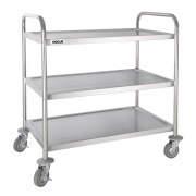 Grand chariot de d&eacute;barrassage en acier inoxydable 3 niveaux - Vogue - F995