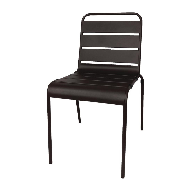 Chaise &agrave; lattes en acier noire lot de 4 - Bolero - CS728