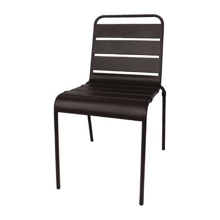 Chaise &agrave; lattes en acier noire lot de 4 - Bolero - CS728
