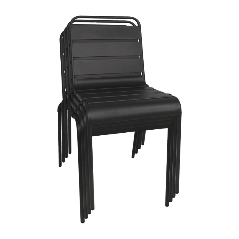 Stalen latten stoel zwart set van 4 - Bolero - CS728