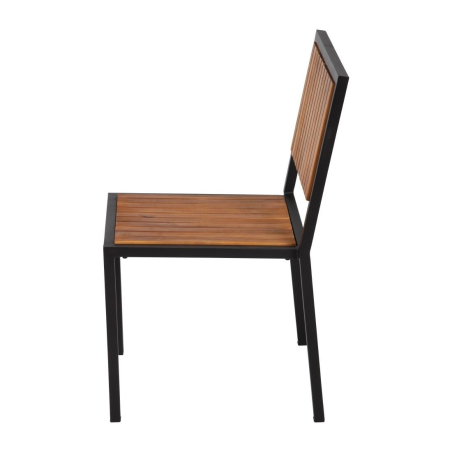 Stoelen in staal en acacia (set van 4) - Bolero - DS150