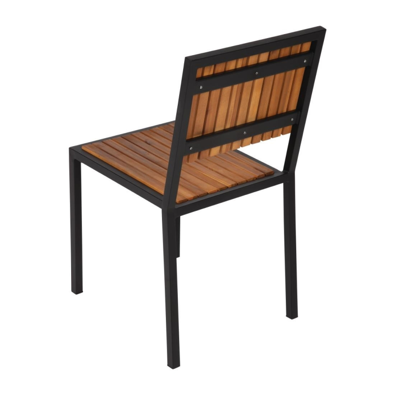 Stoelen in staal en acacia (set van 4) - Bolero - DS150