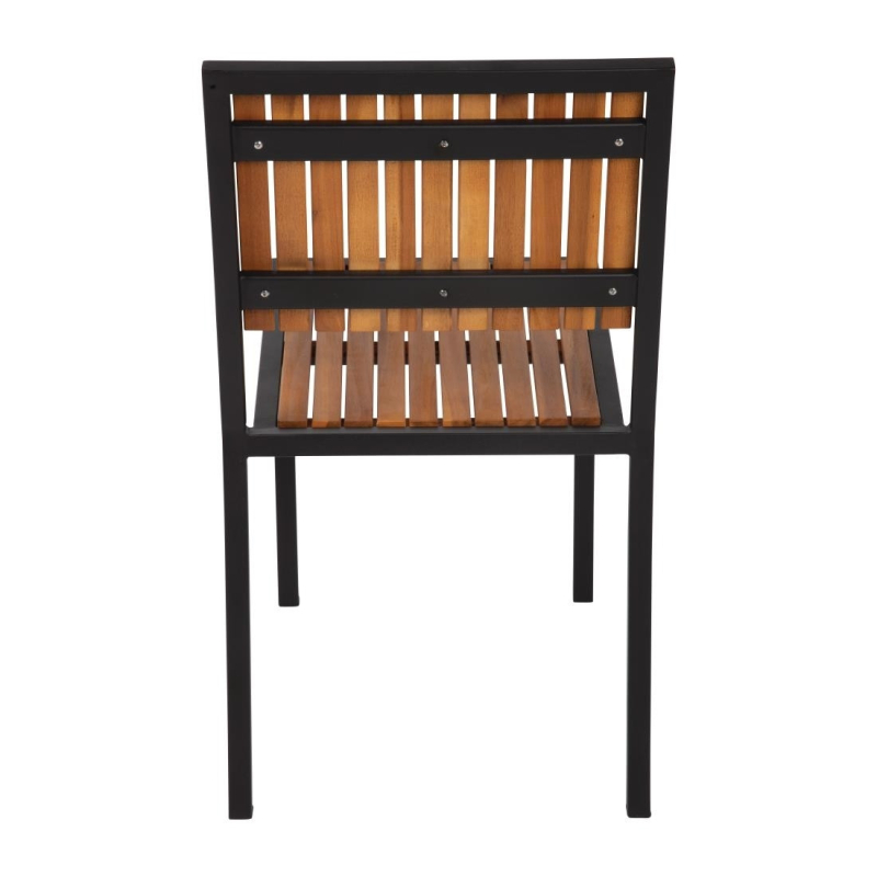 Stoelen in staal en acacia (set van 4) - Bolero - DS150