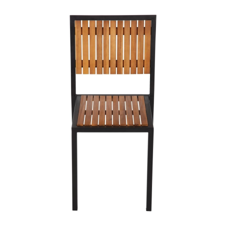 Stoelen in staal en acacia (set van 4) - Bolero - DS150