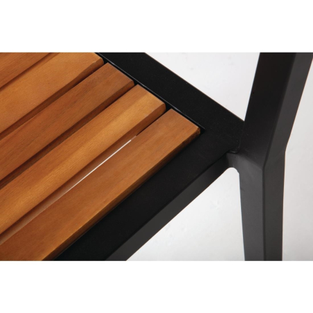 Stoelen in staal en acacia (set van 4) - Bolero - DS150