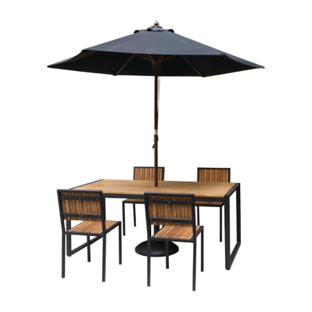Stoelen in staal en acacia (set van 4) - Bolero - DS150
