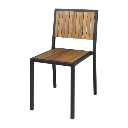 Stoelen in staal en acacia (set van 4) - Bolero - DS150