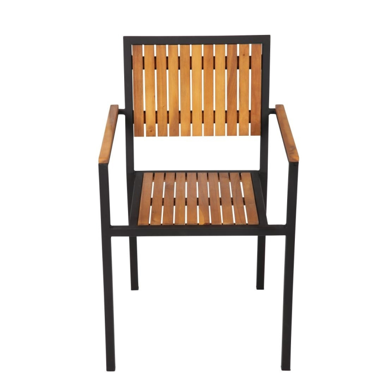 Fauteuils en acier et acacia (lot de 4) - Bolero - DS151