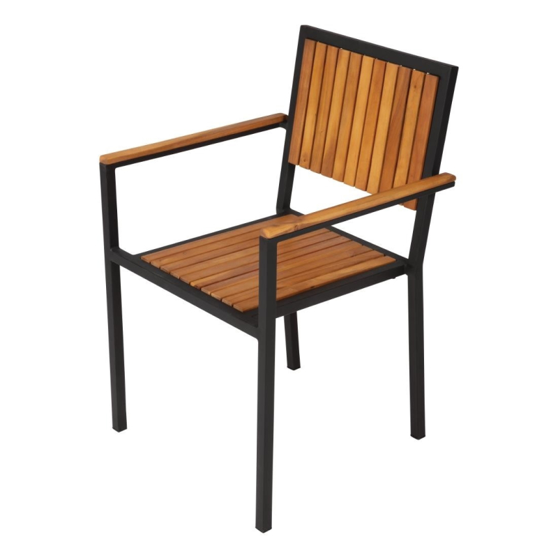 Fauteuils en acier et acacia (lot de 4) - Bolero - DS151