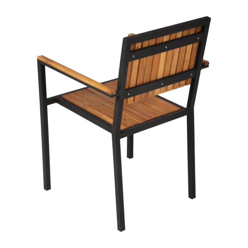Fauteuils en acier et acacia (lot de 4) - Bolero - DS151