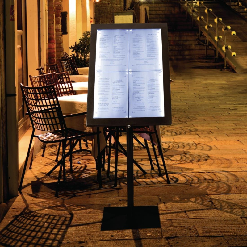Pr&eacute;sentoir &eacute;clair&eacute; LED Securit noir - Flexibilit&eacute; et Visibilit&eacute; - GL110 - Securit