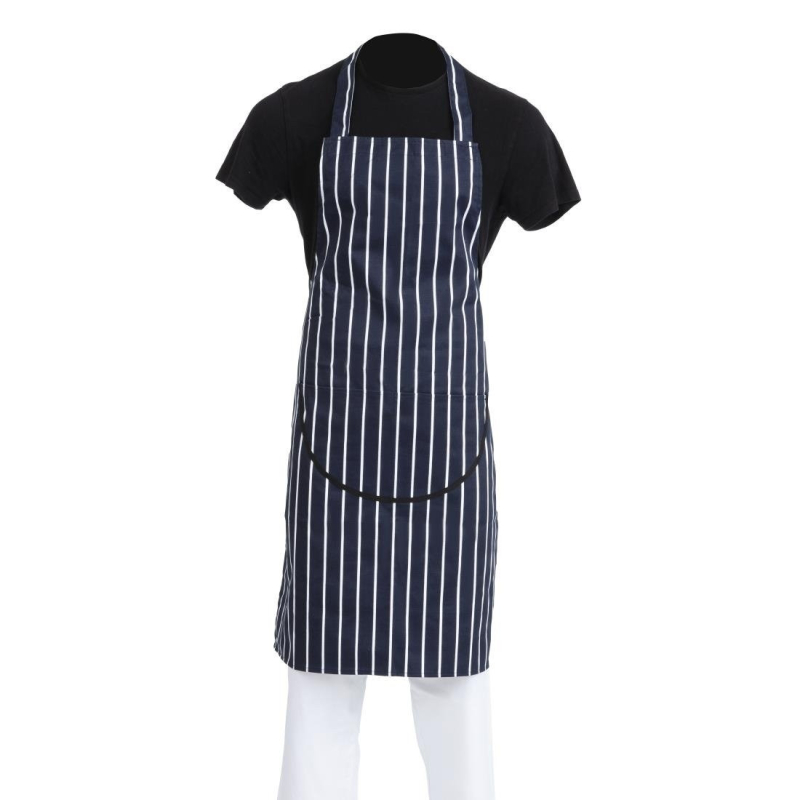 Tablier de cuisine avec poche - Rayures Marine et Blanc - A535 - Whites Chefs Clothing