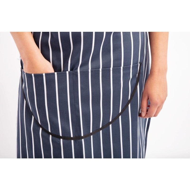 Tablier de cuisine avec poche - Rayures Marine et Blanc - A535 - Whites Chefs Clothing