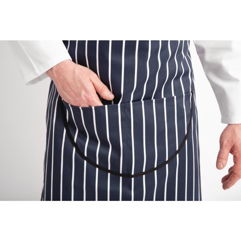 Tablier de cuisine avec poche - Rayures Marine et Blanc - A535 - Whites Chefs Clothing