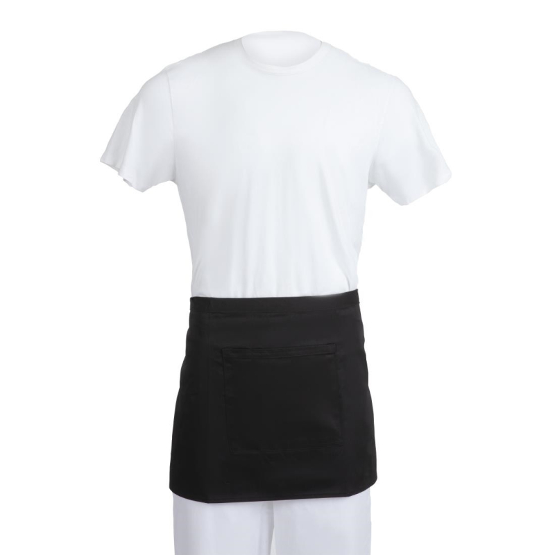 Tablier serveur court Noir - Grande Mobilit&eacute; pour Service - R&eacute;f. B131 - Whites Chefs Clothing