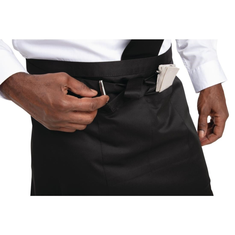 Tablier serveur court Noir - Grande Mobilit&eacute; pour Service - R&eacute;f. B131 - Whites Chefs Clothing